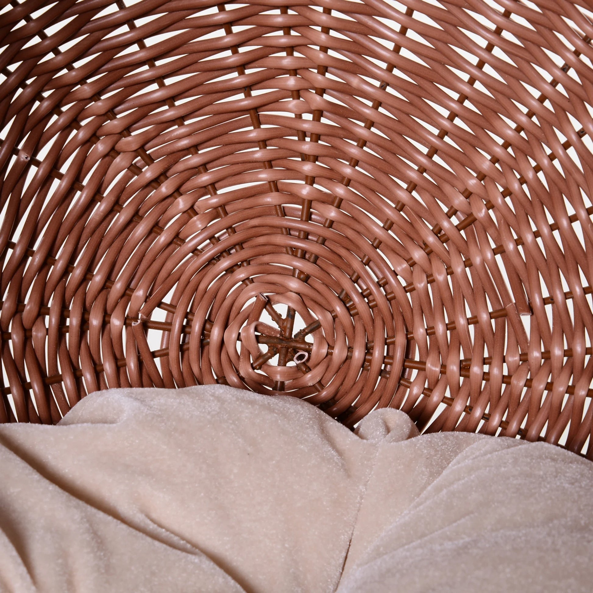27-Inch Rattan Wicker Elevated Pet Bed with Hooded Cushion for Cats