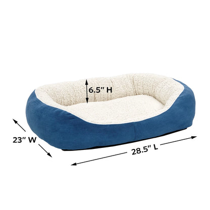 Overstuffed Micro-Terry Cuddle Pet Bed for Medium Dogs and Cats - Cozy Blue Comfort by Midwest Homes for Pets