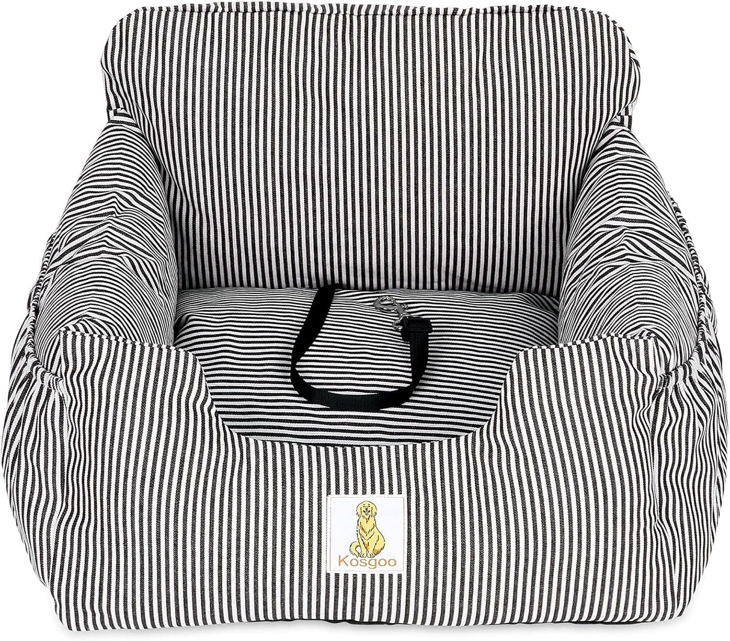 Premium Dog Car Seat for Small Breeds - Detachable and Washable Booster Seat with Storage Pockets and Safety Leash, Non-Slip Base for Car and Home Use (Black)