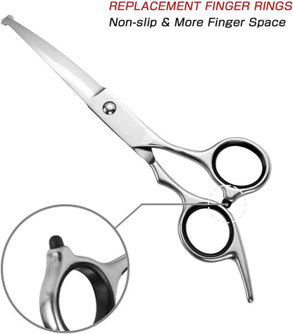 Professional Curved Dog Grooming Scissors with Rounded Tips, 4CR Stainless Steel Pet Shears for Cats, Home Grooming Tools