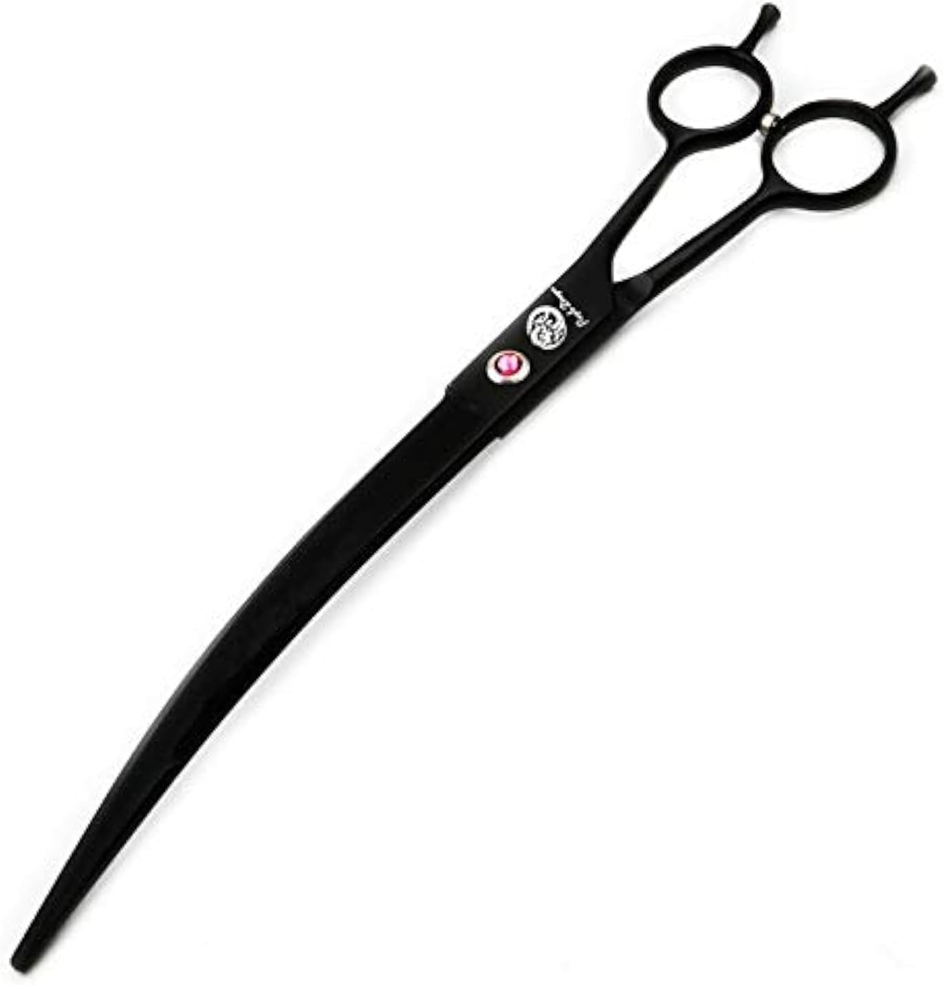 9-Inch Downward Curved Blade Pet Grooming Scissors for Professional Left-Handed and Right-Handed Groomers with Carrying Bag (Black)