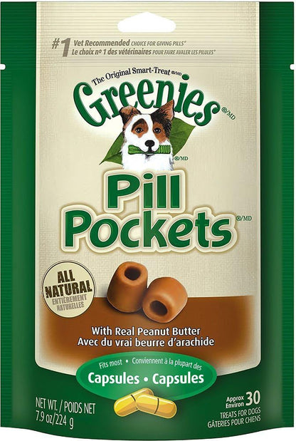 Pill Pockets for Dogs Large Size, Dog Treat Pouch for Capsule Medication, Peanut Butter Flavor, 7.9 Oz. Pouch