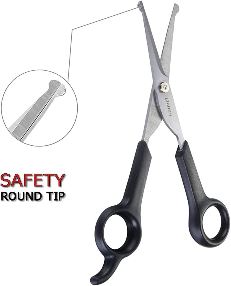 Chibuy Professional Dog Grooming Scissors Set with Safety Round Tips - Stainless Steel Eye/Face Shears for Dogs, Cats, and Furry Animals, 6.7" - Pack of 2