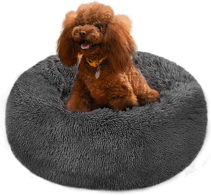Medium Dog Bed - Anti-Slip, Fluffy, and Washable Pet Bed for Medium Dogs and Cats - Durable and Anti-Anxiety Design in Grey