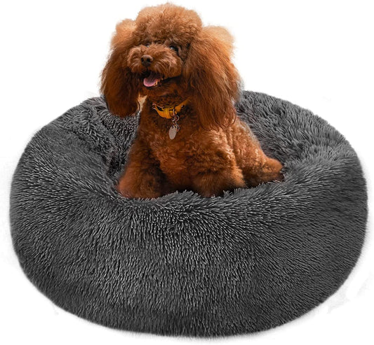 Medium Dog Bed - Anti-Slip, Fluffy, and Washable Pet Bed for Medium Dogs and Cats - Durable and Anti-Anxiety Design in Grey