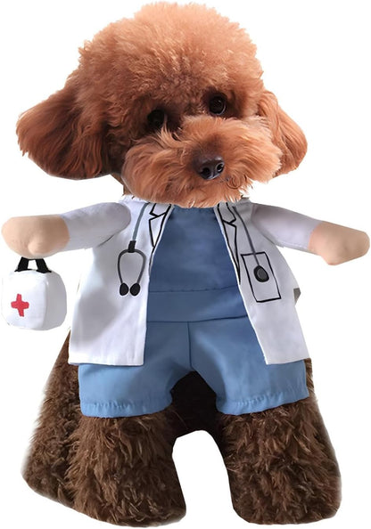 Pet Doctor Costume for Dogs and Cats - Halloween Outfit with Jeans (XS)
