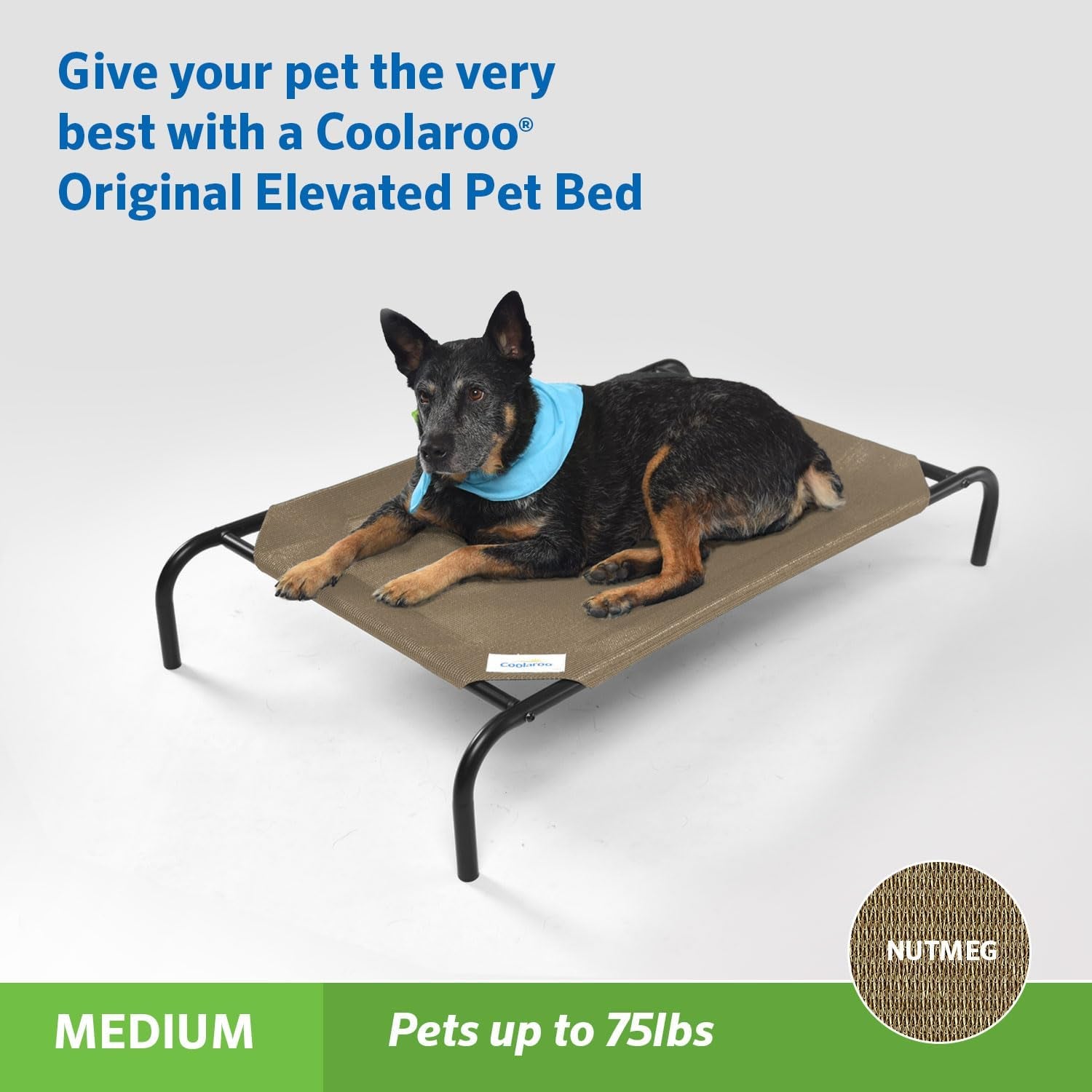 Original Elevated Dog Bed - Breathable Off-The-Ground Pet Bed with Cooling Fabric, Joint Relief & Moisture-Resistant Fabric, 100% Recyclable, Easy Clean, Nutmeg, Medium