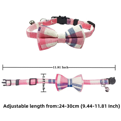 Adjustable Breakaway Cat Collar Kit with Bell and Bow Tie