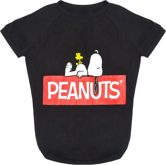 X-Small Black Lightweight Semi-Stretch Dog T-Shirt for Very Small Dogs by Peanuts (FF13344)