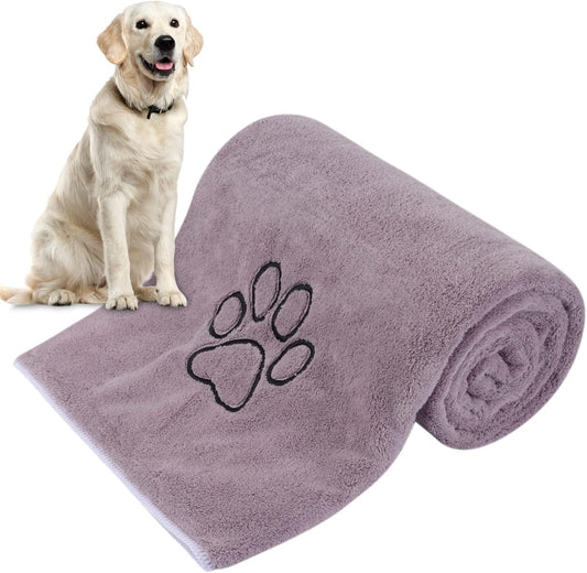 Super Absorbent Microfiber Pet Bath Towel for Dogs and Cats - 30"x50" - Purple