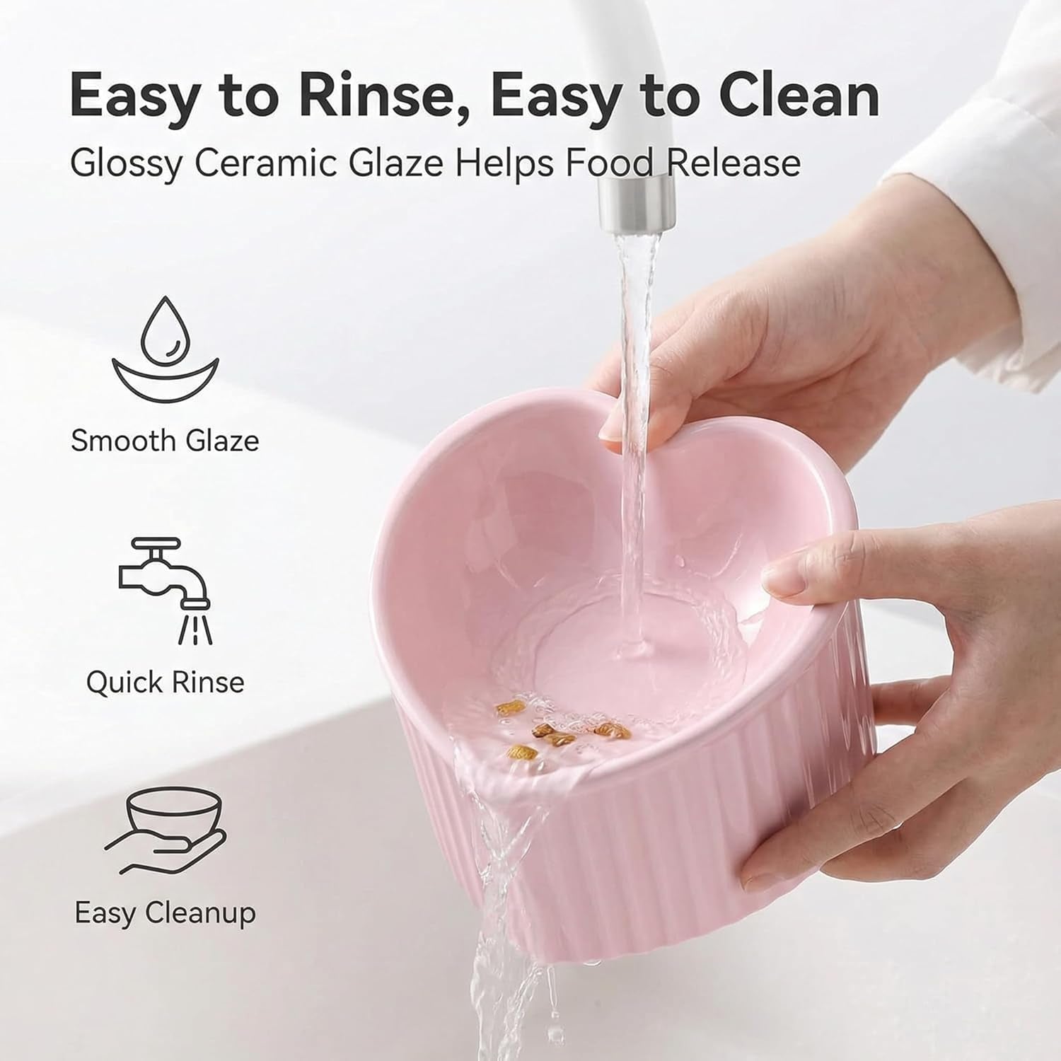Green Ceramic Raised Cat Bowls, Tilted Elevated Food or Water Bowls, Stress Free, Backflow Prevention, Dishwasher and Microwave Safe, Lead & Cadmium Free
