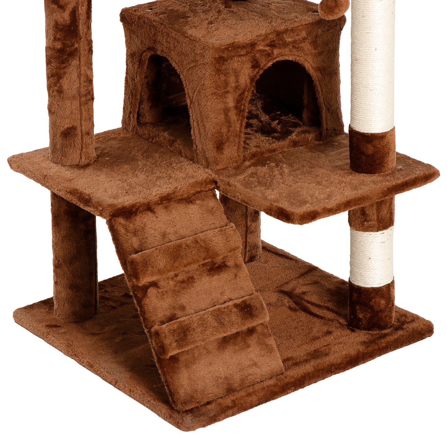 53-Inch Multi-Level Cat Tree Tower with Scratching Posts and Plush Perch - Brown