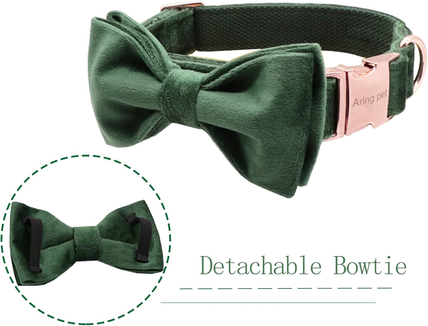 Stylish Green Velvet Christmas Dog Collar with Bowtie - Perfect for Small to Large Dogs