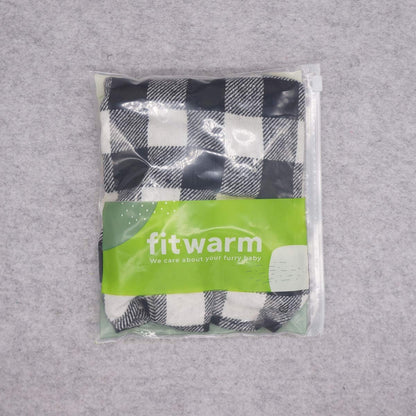 Knitted Plaid Dog Dress Hoodie Sweatshirts Pet Clothes Sweater Coats Cat Outfits Black Small