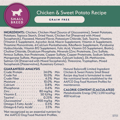 Limited Ingredient Small Breed Adult Grain-Free Dry Dog Food, Chicken & Sweet Potato Recipe, 4 Pound (Pack of 1)