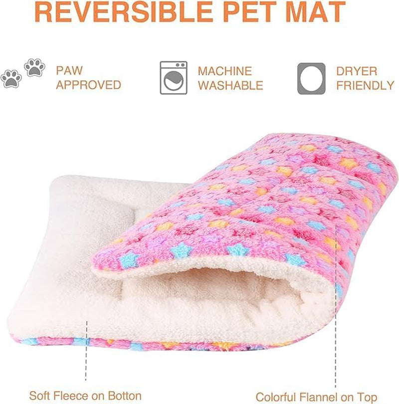 Ultra Soft Reversible Dog Bed Crate Pad with Star Print - Washable Pet Mat for Dogs and Cats, 29 x 21 Inch, Pink