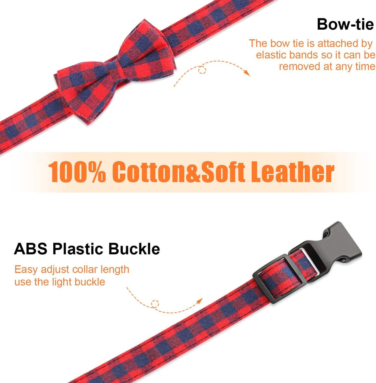 Stylish Adjustable Red Plaid Bow Tie Collar for Small Dogs and Cats - Soft & Comfortable