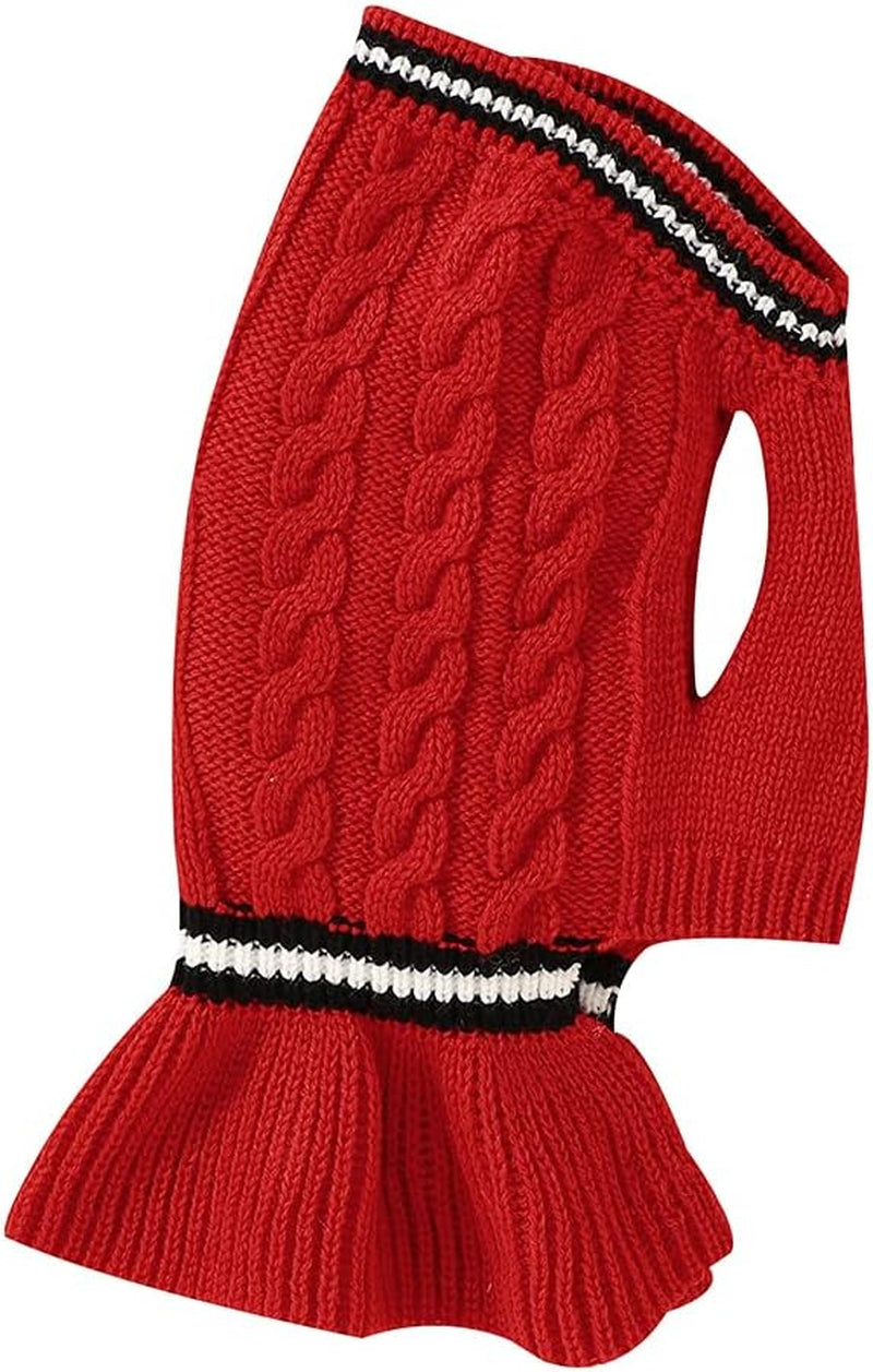 Cozy Red Knitted Winter Sweater Dress for Small Dogs and Cats - Perfect for Chihuahuas and Medium Breeds
