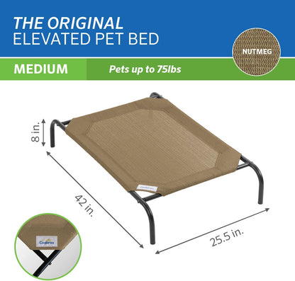 Original Elevated Dog Bed - Breathable Off-The-Ground Pet Bed with Cooling Fabric, Joint Relief & Moisture-Resistant Fabric, 100% Recyclable, Easy Clean, Nutmeg, Medium