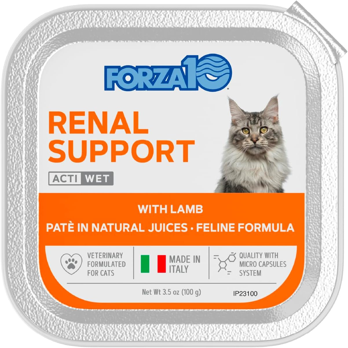 Vet-Formulated Renal Wet Cat Food for Adults, Non-GMO Kidney Care with Lamb Flavor, Made in Italy (3.5 Oz, 32 Pack)