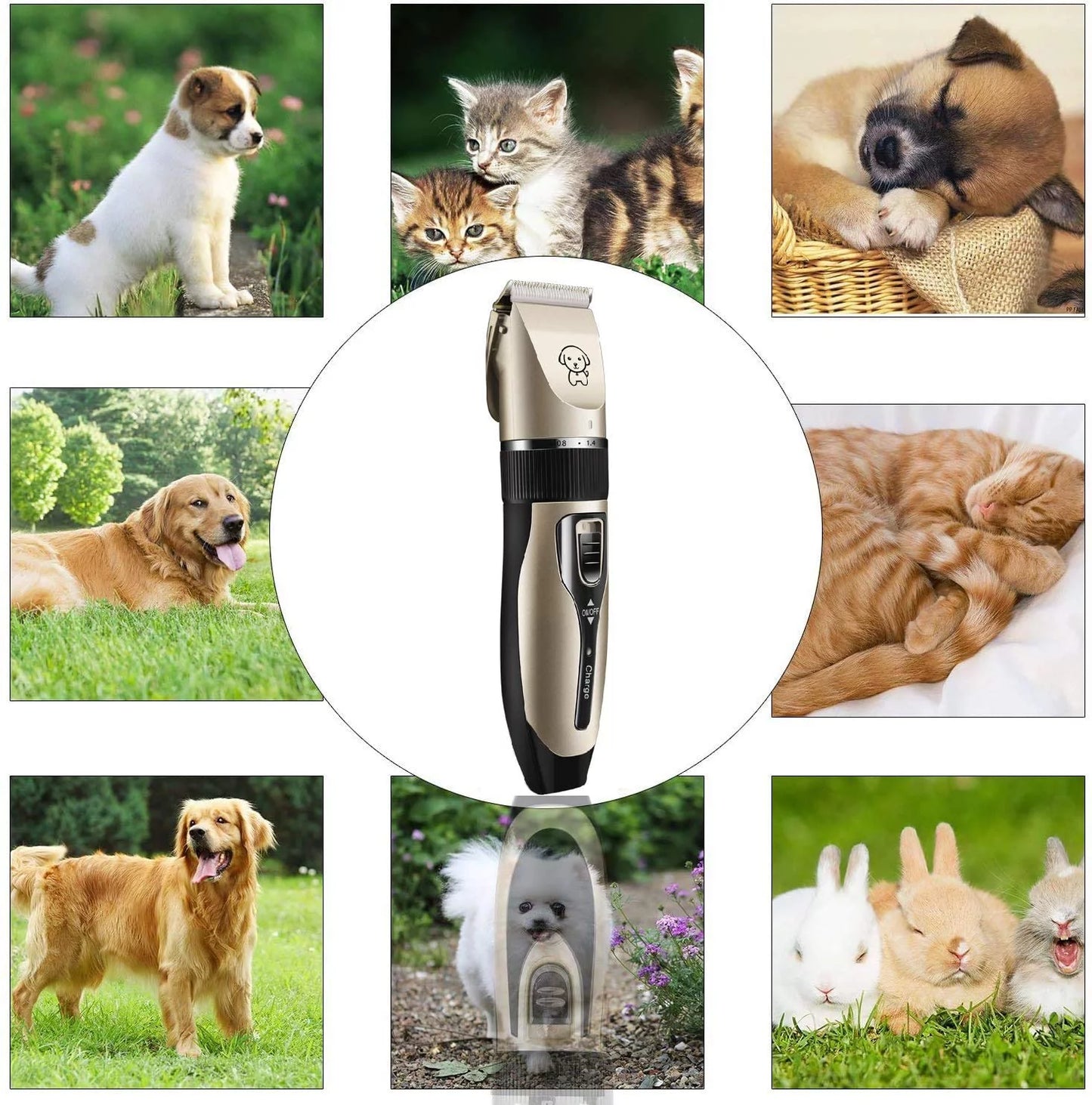 Professional Rechargeable Dog Grooming Clippers - Cordless Low Noise Pet Hair Trimmer Kit with Comb and Scissors for Dogs, Cats, and Other Pets