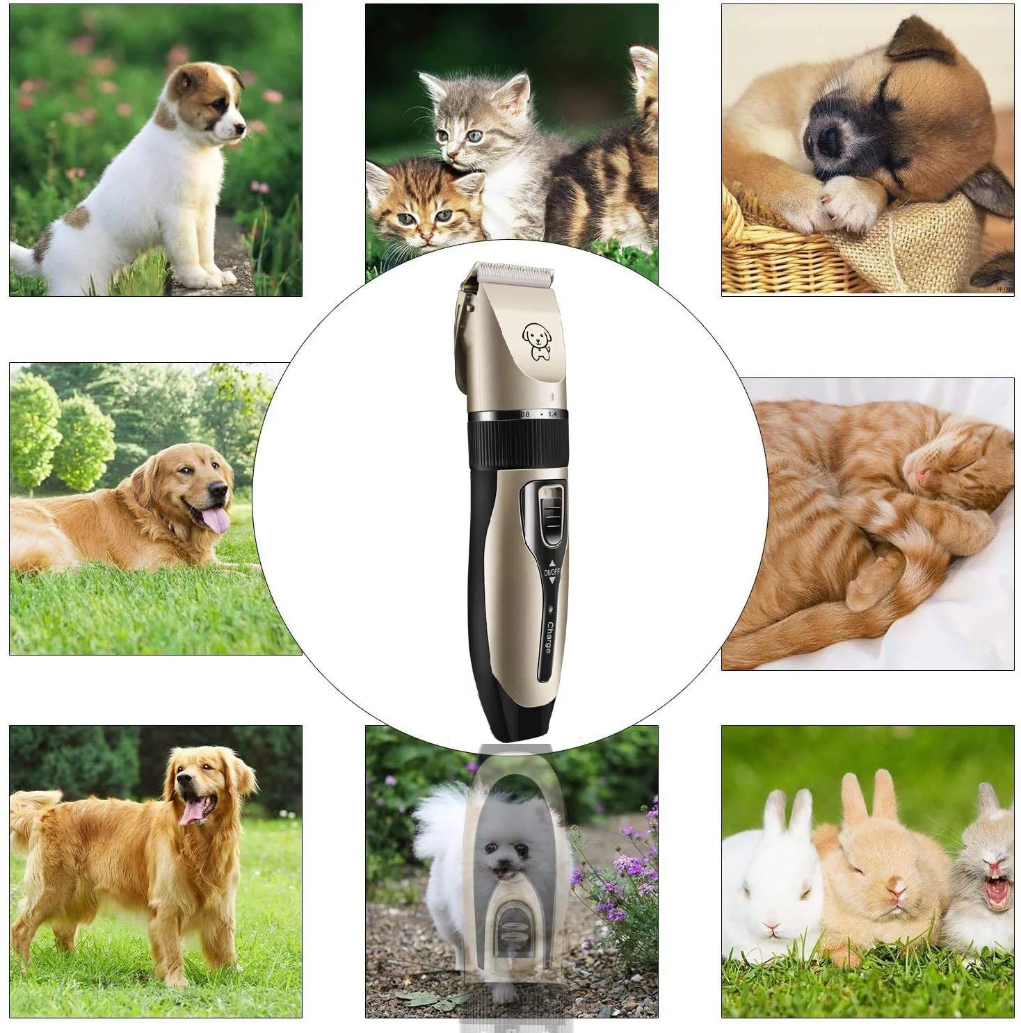 Professional Rechargeable Dog Grooming Clippers - Cordless Low Noise Pet Hair Trimmer Kit with Comb and Scissors for Dogs, Cats, and Other Pets
