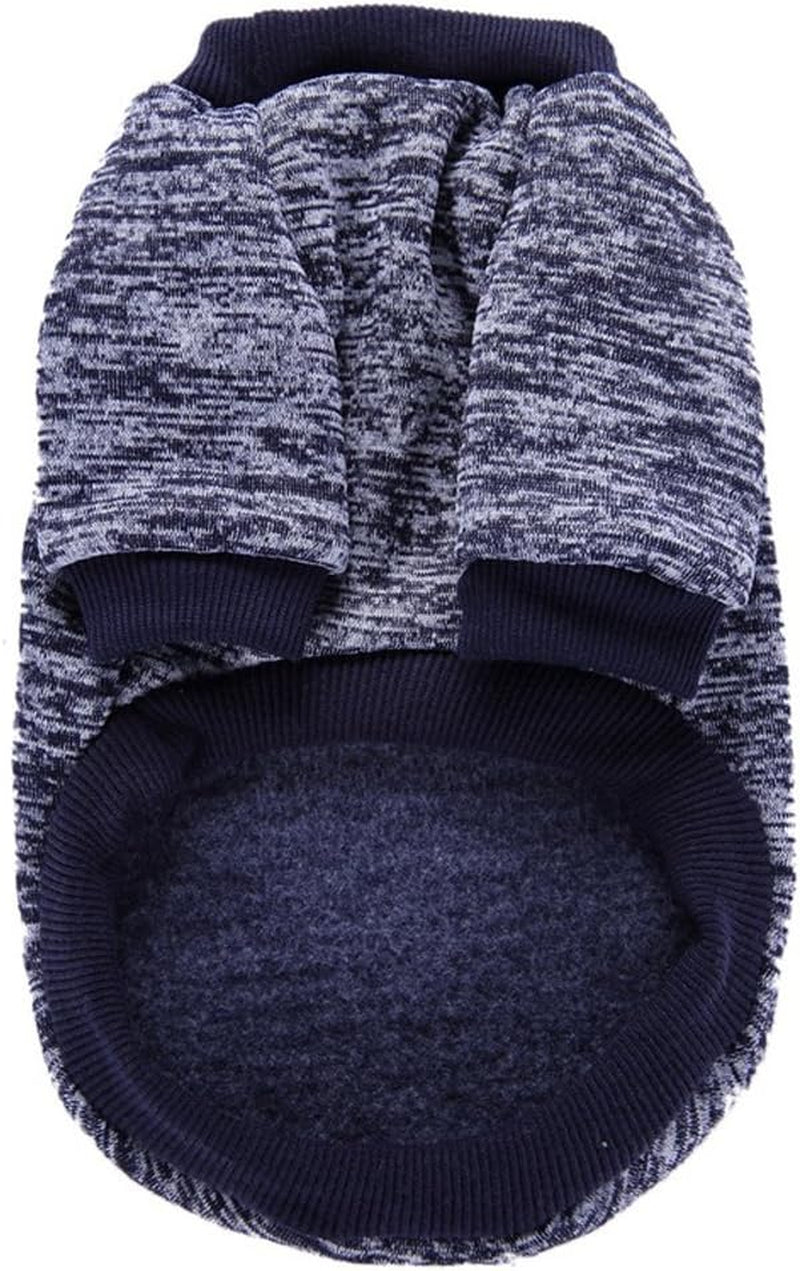 Classic Knit Sweater for Small Dogs - Warm Winter Coat in Navy Blue (Size S)