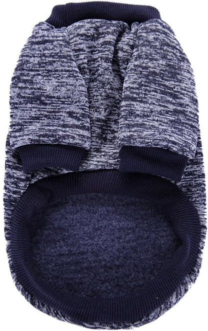 Classic Knit Sweater for Small Dogs - Warm Winter Coat in Navy Blue (Size S)