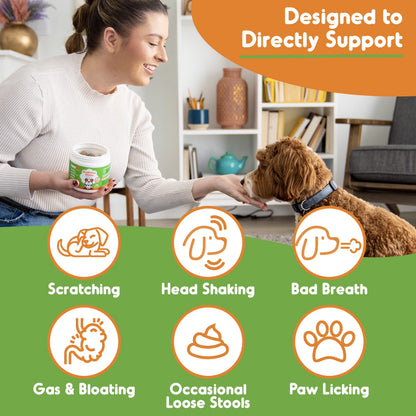 Dog Probiotics Chews for Digestive Health, Itchy Skin Relief, and Yeast Support - 120 Count