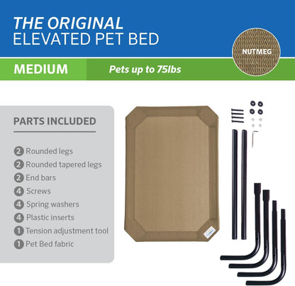 Original Elevated Dog Bed - Breathable Off-The-Ground Pet Bed with Cooling Fabric, Joint Relief & Moisture-Resistant Fabric, 100% Recyclable, Easy Clean, Nutmeg, Medium