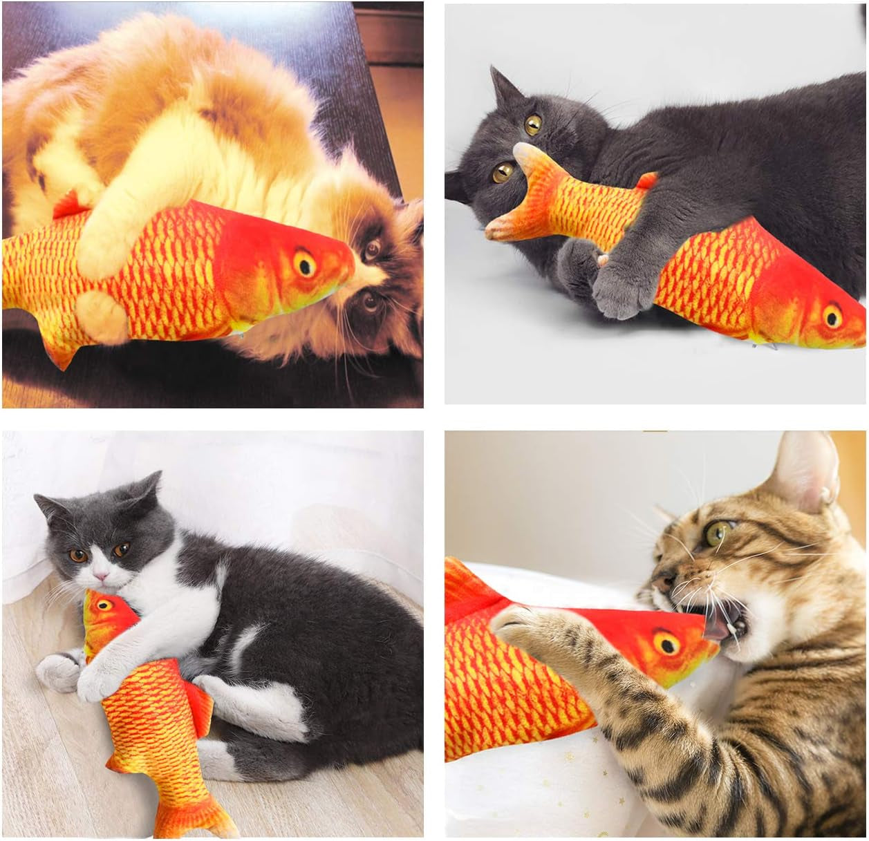 Electric Interactive Plush Fish Cat Toy with Catnip - Realistic Wagging Simulation for Cats and Kittens (Carp)