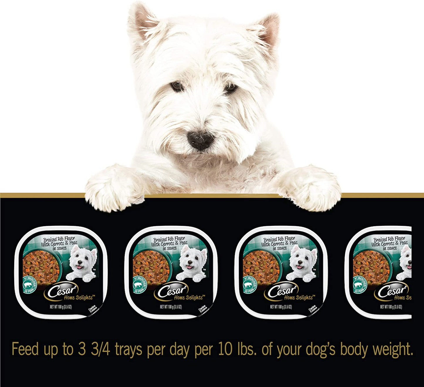 Home Delights Adult Soft Wet Dog Food Braised Rib Flavor with Carrots & Peas in Sauce, 3.5 Oz. Easy Peel Trays, Pack of 24