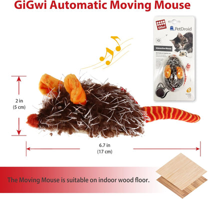 Interactive Indoor Cat Toys with Realistic Squeaky Sounds and Automatic Movement for Self-Play and Exercise (Orange Ear)