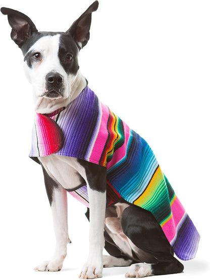 Handcrafted XXL Dog Poncho Made from Authentic Mexican Blanket in Pink
