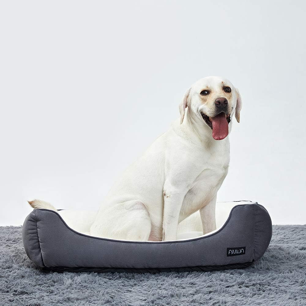 Medium Dog Bed for Large Breeds, Washable Deep Grey Pet Bed, 24 Inch