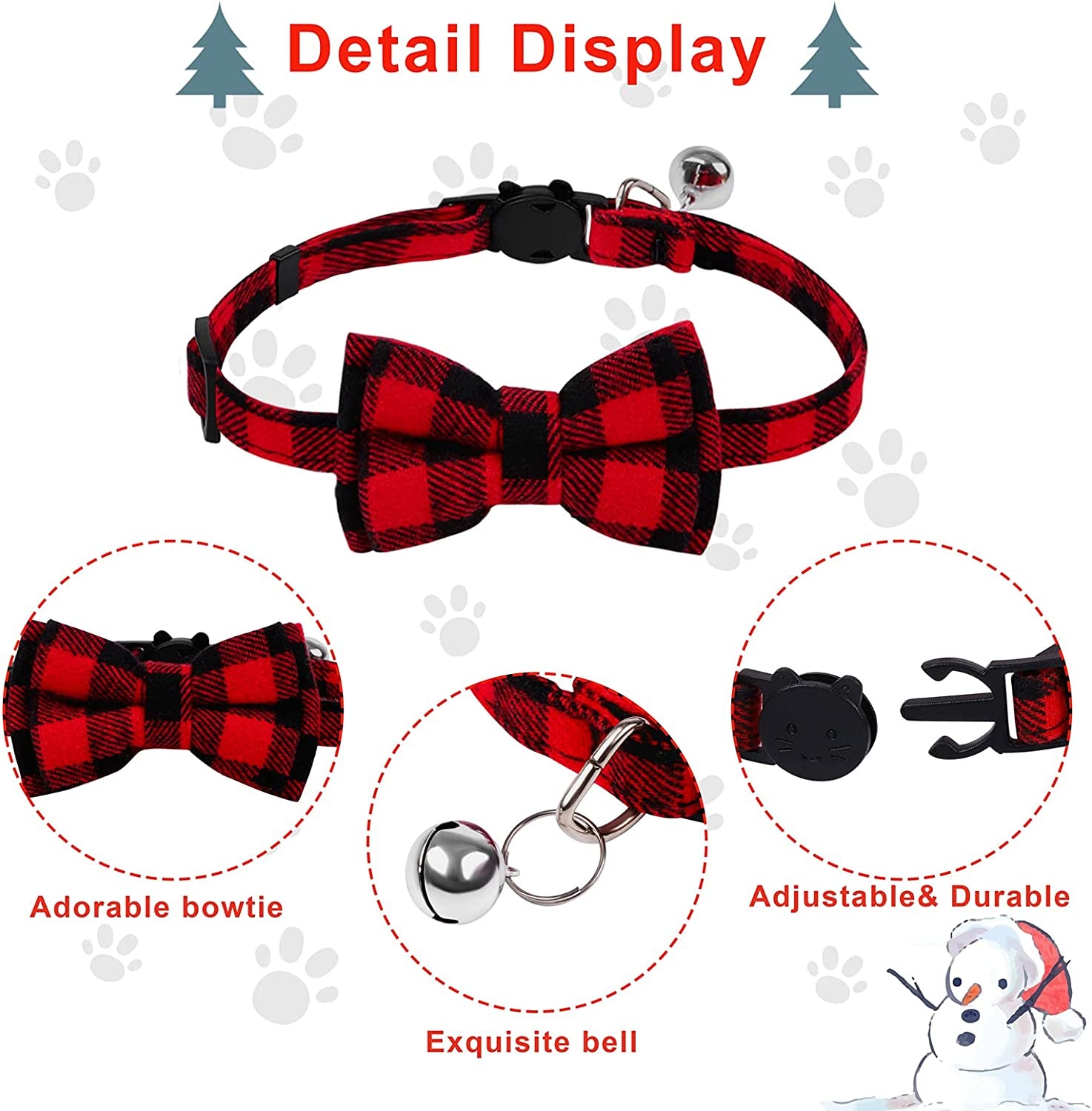 Red and Black Buffalo Plaid Santa Cape Costume for Cats and Dogs with Xmas Hat, Collar with Bell, and Bowtie - Medium Size Pet Outfit for Christmas Parties and Cosplay