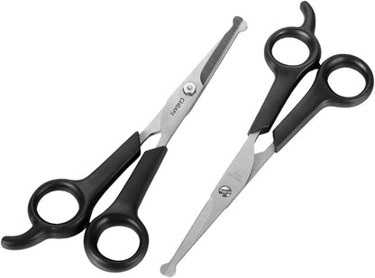 Chibuy Professional Dog Grooming Scissors Set with Safety Round Tips - Stainless Steel Eye/Face Shears for Dogs, Cats, and Furry Animals, 6.7" - Pack of 2