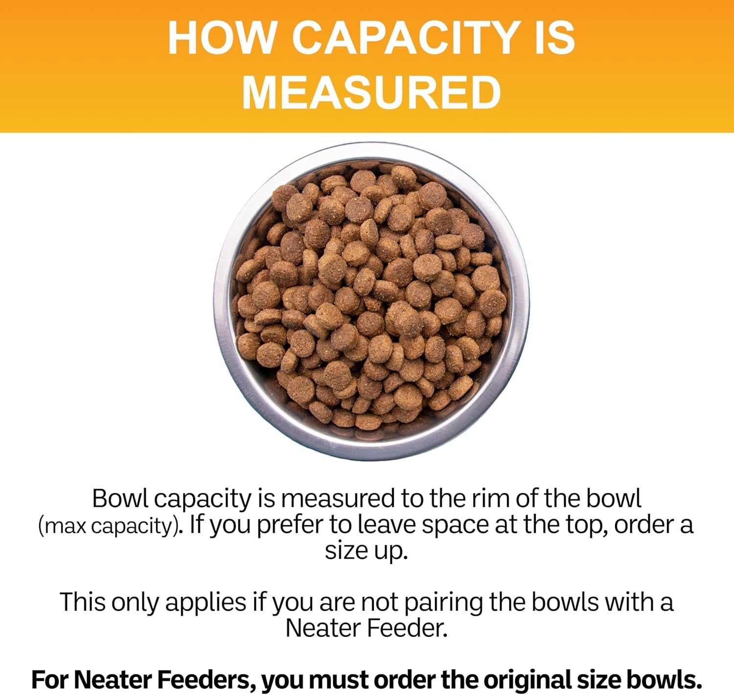 Set of 2 Stainless Steel Dog Bowls (1.5 Cup / 12 Oz.) - Neater Feeder Replacement Bowls for Cats and Small Dogs, Dishwasher Safe Metal Dishes for Food and Water