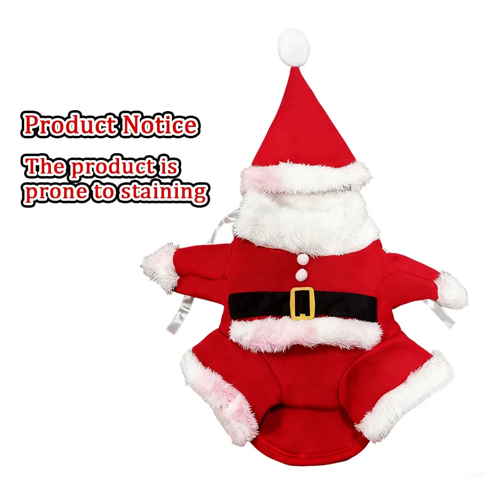 Festive Santa Claus Costumes for Dogs and Cats - Winter Warm Apparel for Chihuahuas, Pugs, and Yorkshires
