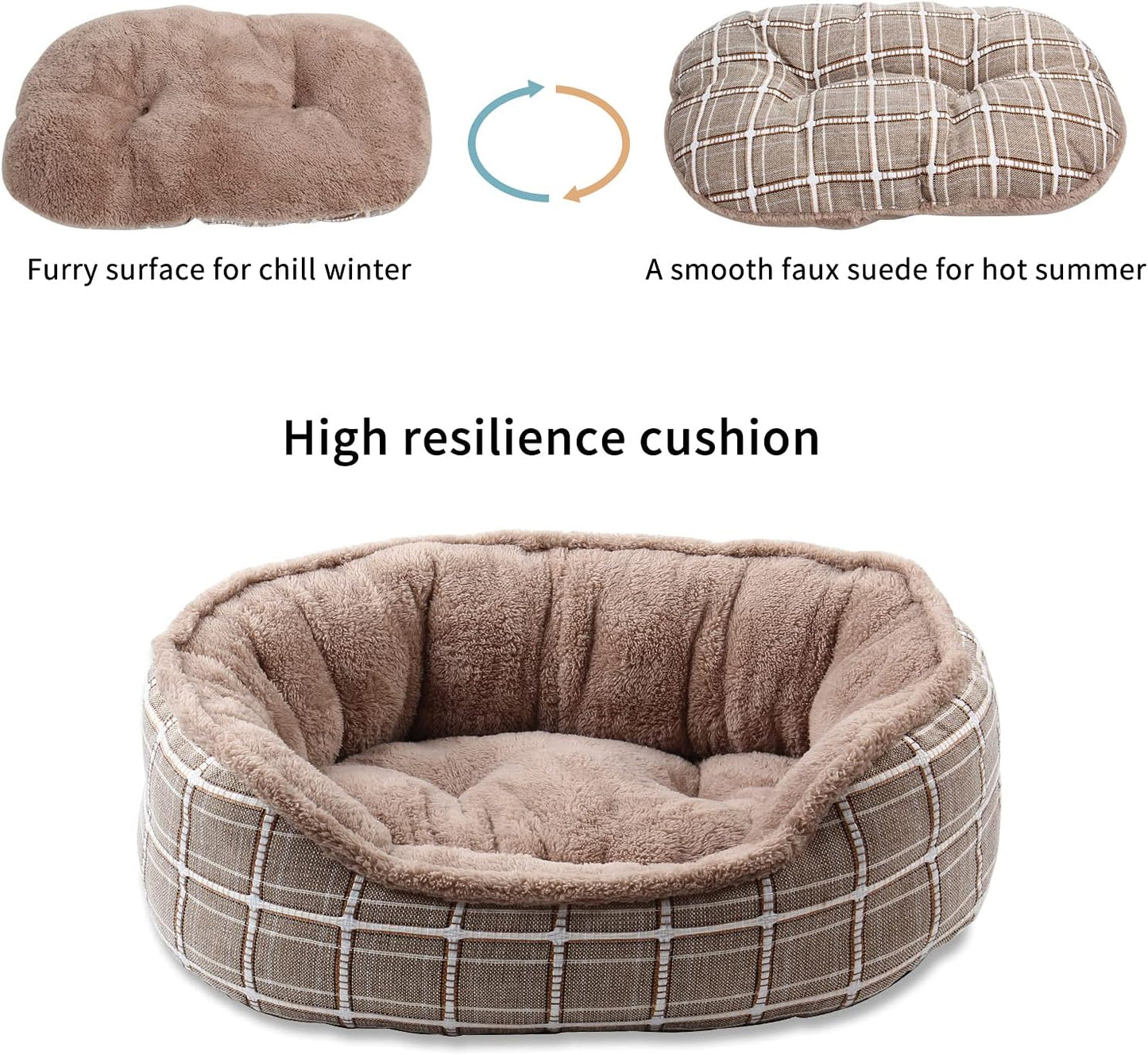 Cozy Medium Dog Bed - Washable 24-Inch Rectangle Pet Cuddle Bed for Cats & Puppies with Anti-Slip Bottom & Removable Cover