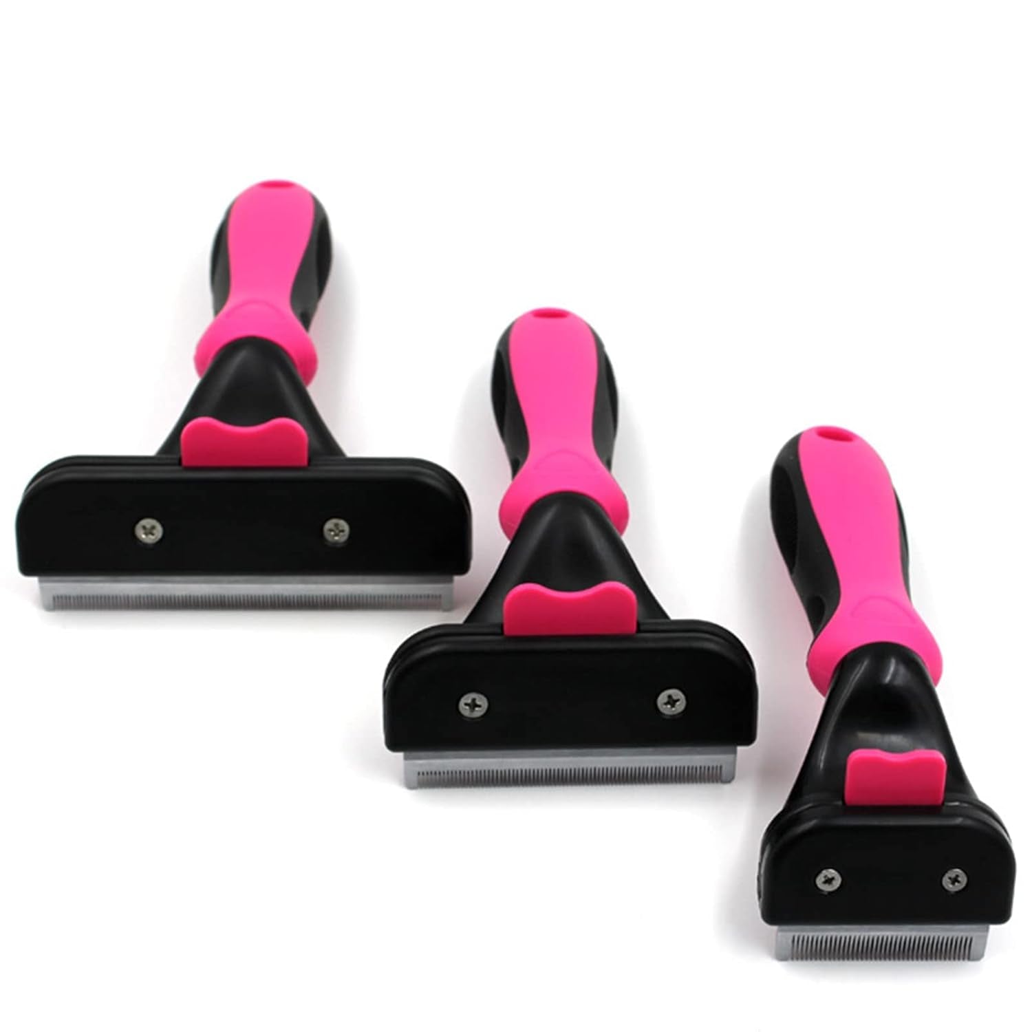 Professional Pet Grooming Brush for Dogs and Cats, Effective Shedding Reduction Tool for Long and Short Hair, Ideal for Small Pets Under 22 lbs (Hot Pink, Small)