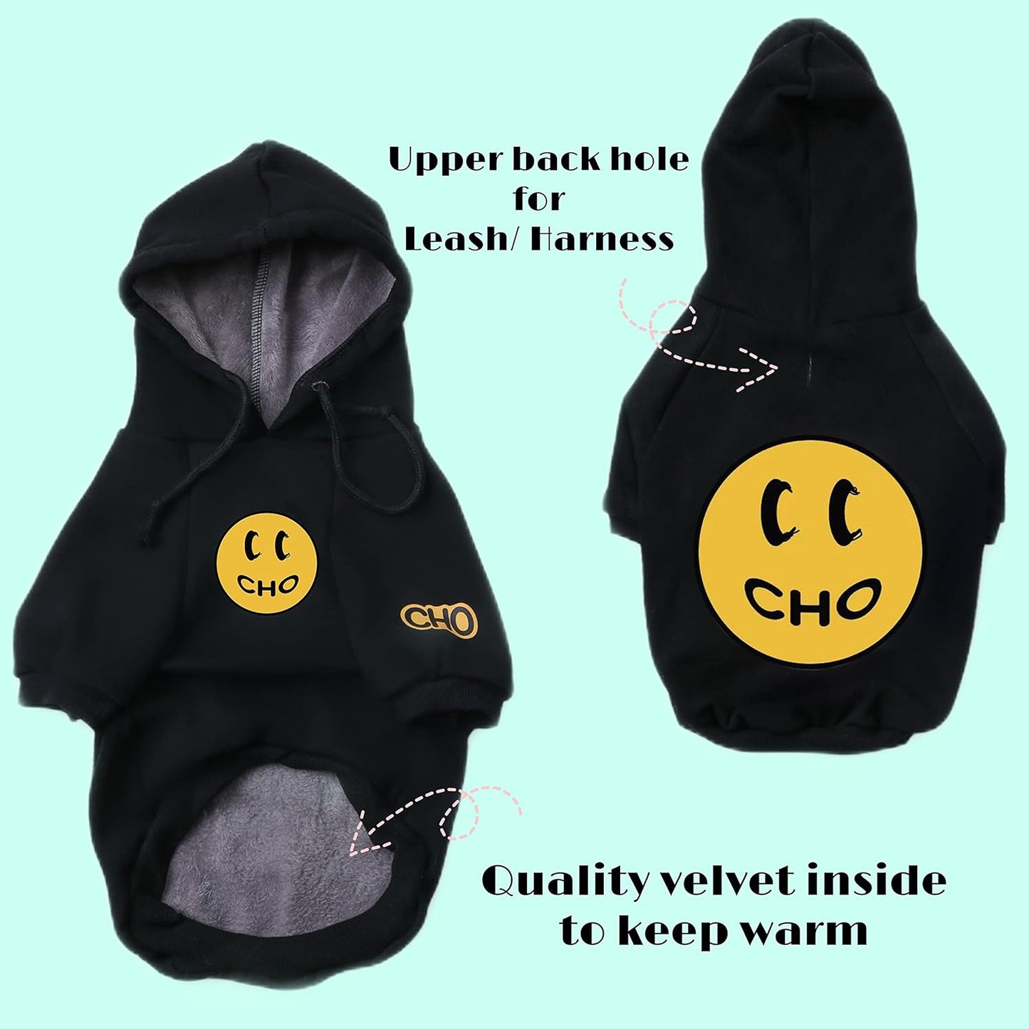 Stylish Smiley Dog Hoodie - Fashionable Cotton Sweater for Small to Large Dogs & Cats (2XL, Black)