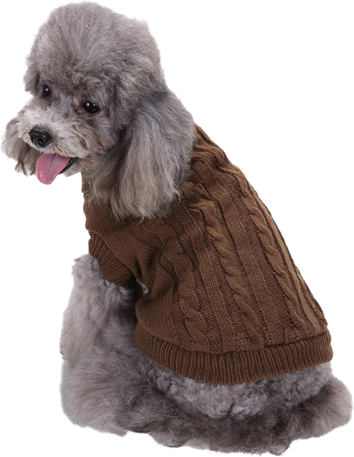 Knitted Winter Sweater for Small Dogs and Cats - X-Small, Brown