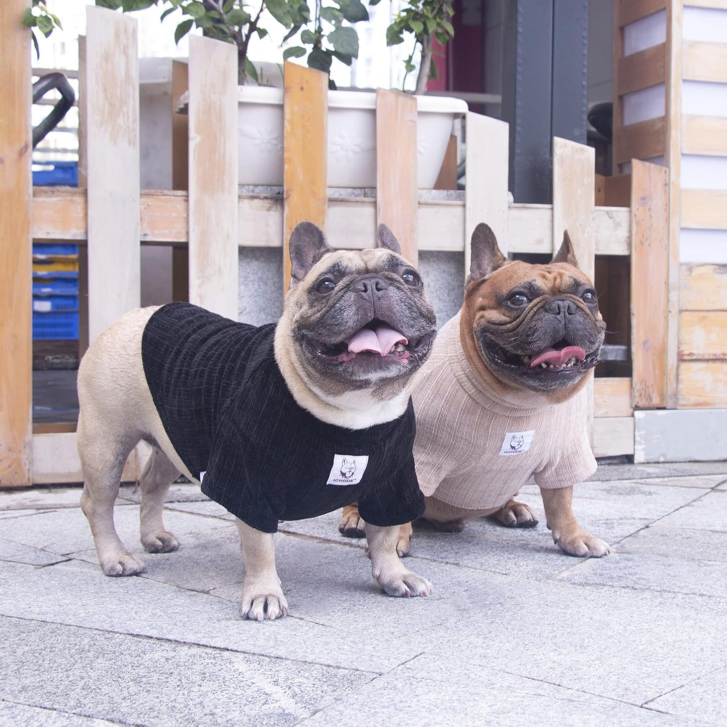 Cozy Corduroy Turtleneck Sweater for English Bulldogs & Boston Terriers - Stylish Black Pullover for Cold Weather - XLarge