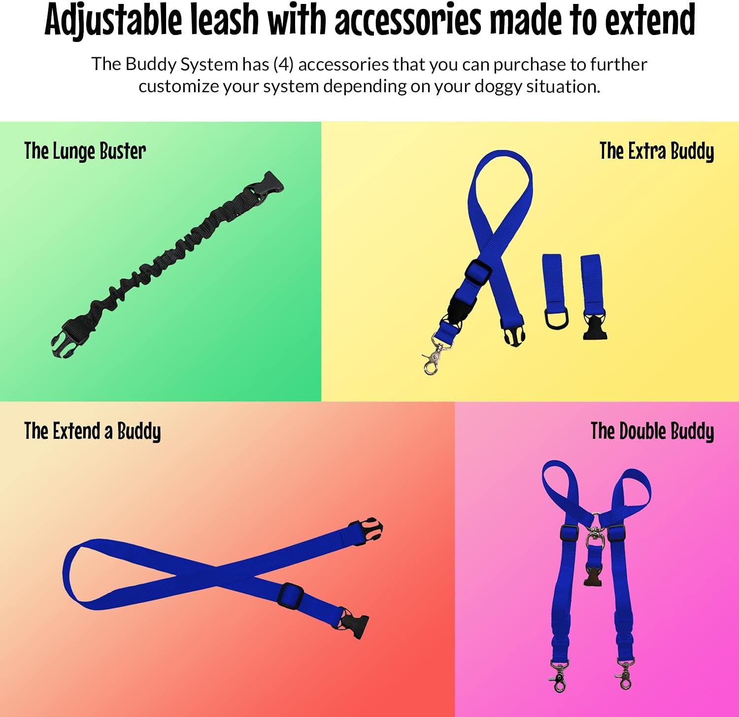 Adjustable Hands-Free Dog Leash for Running, Jogging, Training, and Service Dogs - Suitable for Small, Medium, and Large Breeds - Made in the USA (Royal Blue, Large Belt 27"-50" Waist)