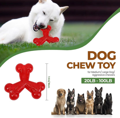 Play Strong Trident Bone Rubber Dog Toy - Y Shape, Durable Chew for Aggressive Chewers with Hollow Center for Treats, 6 Inch