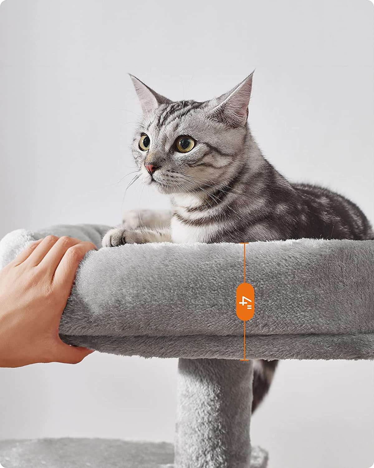 Light Gray Cat Tree and Activity Center with Scratching Post, Basket, and Cave for Small Cats and Kittens - Model UPCT59W