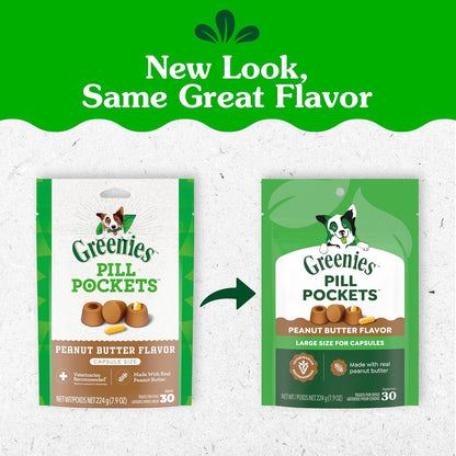 Pill Pockets for Dogs Large Size, Dog Treat Pouch for Capsule Medication, Peanut Butter Flavor, 7.9 Oz. Pouch