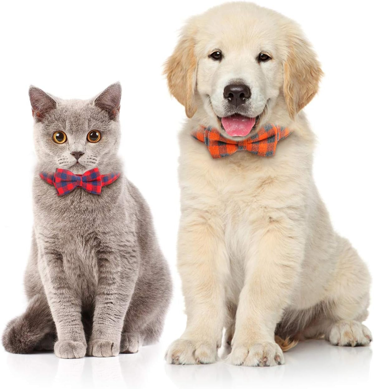 Stylish Adjustable Red Plaid Bow Tie Collar for Small Dogs and Cats - Soft & Comfortable