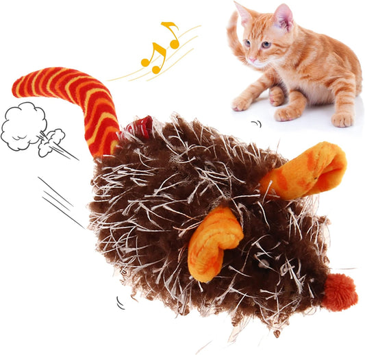 Interactive Indoor Cat Toys with Realistic Squeaky Sounds and Automatic Movement for Self-Play and Exercise (Orange Ear)